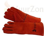Hittebestendige handschoenen - rood -  leder - H35/B18/D3cm