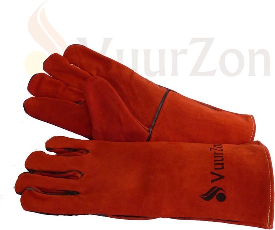 Hittebestendige handschoenen - rood - leder - H35/B18/D3cm | bol.com