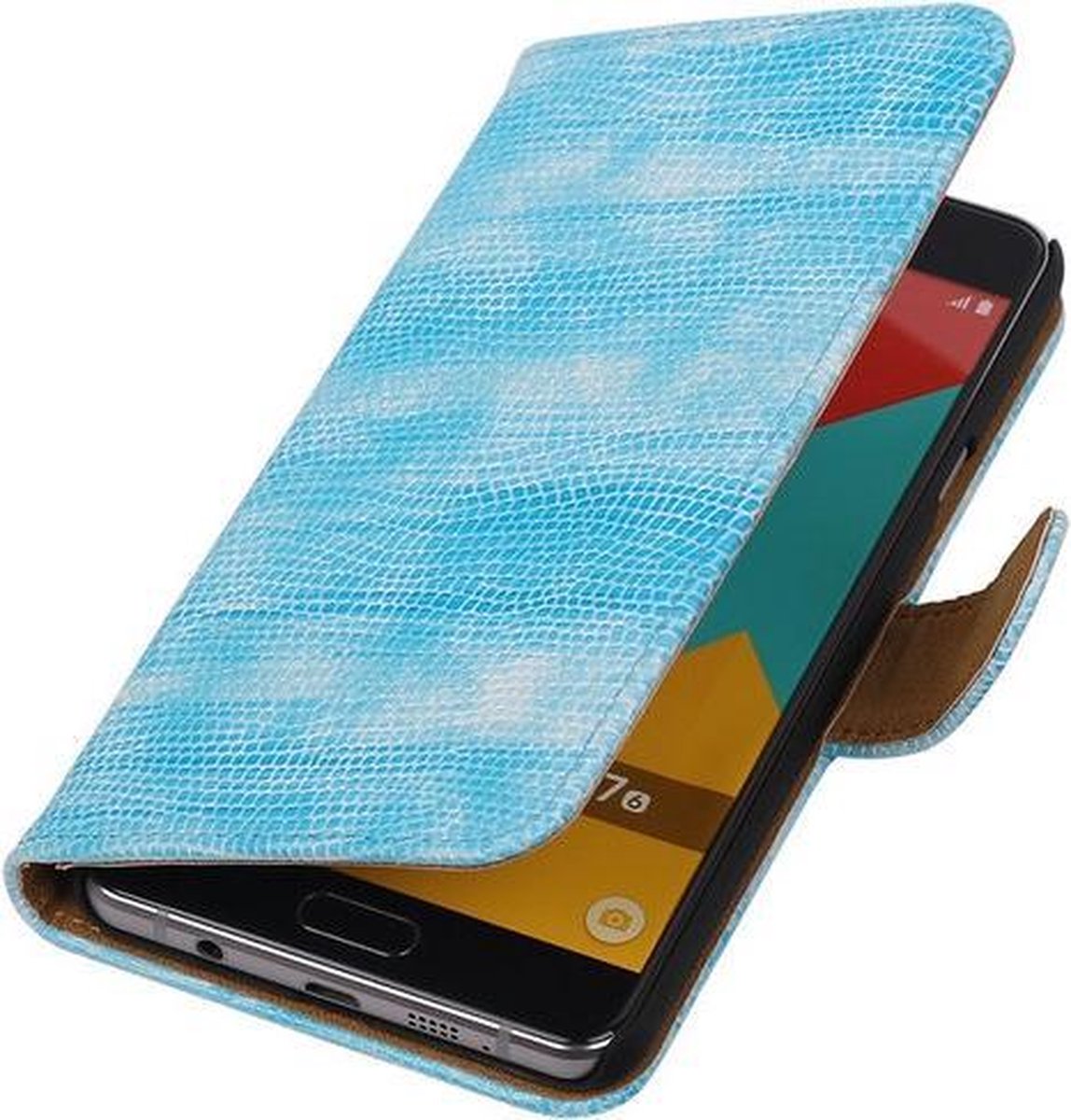 Turquoise Mini Slang Booktype Samsung Galaxy A7 2016 Wallet Cover Hoesje