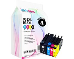 Inktdag inktcartridges voor HP 932XL /933XL,HP 932/933 inktcartridge multipack van 4 kleuren (1*BK, C, M en Y) voor HP OfficeJet 6100, 6600, 6700, 7110,7610, 7612, 8620