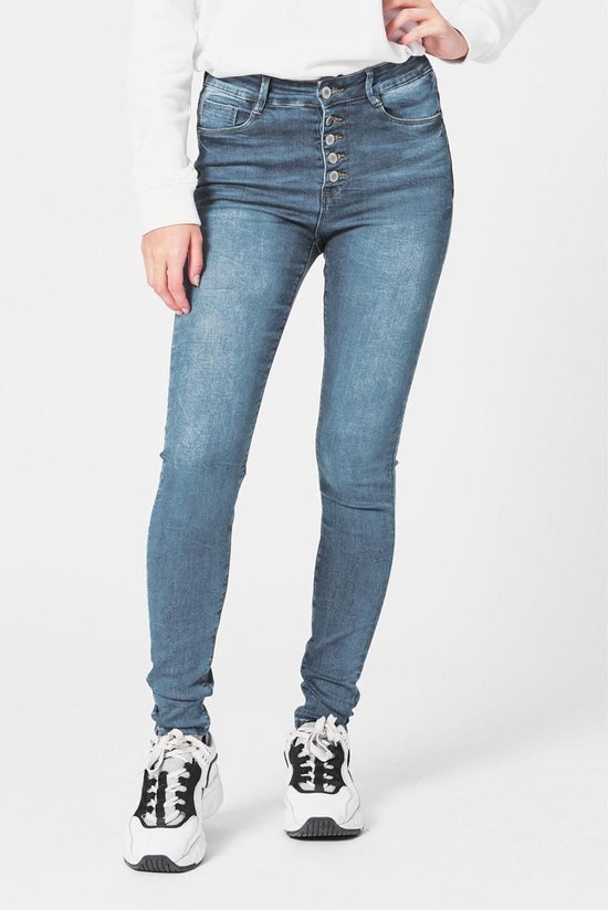Coolcat Broek High waist jeans Ygwenbtn - Stonewashed - Xl | bol.com