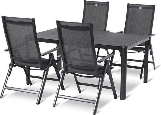bol.com | Tobago tuinset - donkergrijs - 4 stoelen en 1 tafel