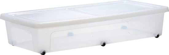 IRIS Clearbox onder-het-bed Opbergbox - 35 - Kunststof - Transparant met zwarte wieltjes | bol.com