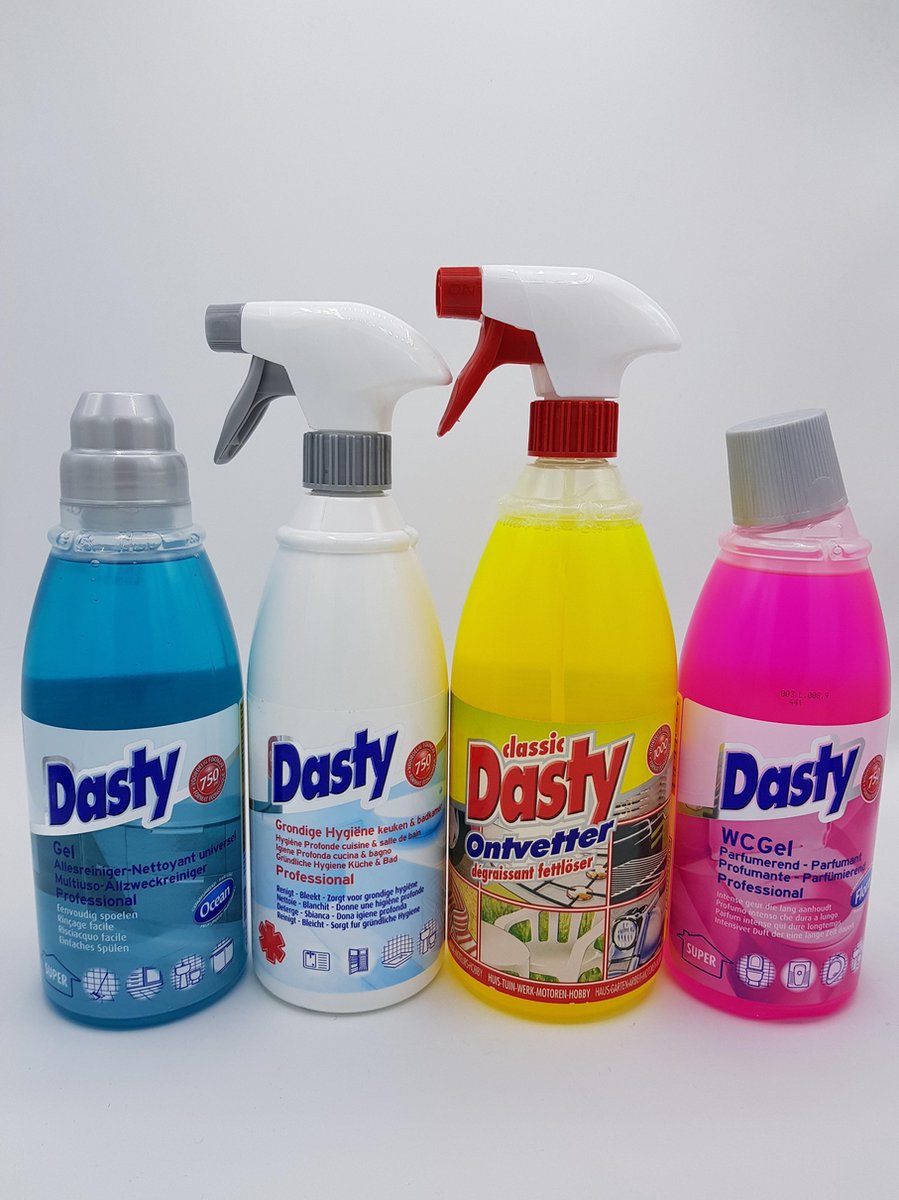 Dasty - Schoonmaakpakket - Allesreiniger, Wc gel, Ontvetter, Keuken- en  badkamer