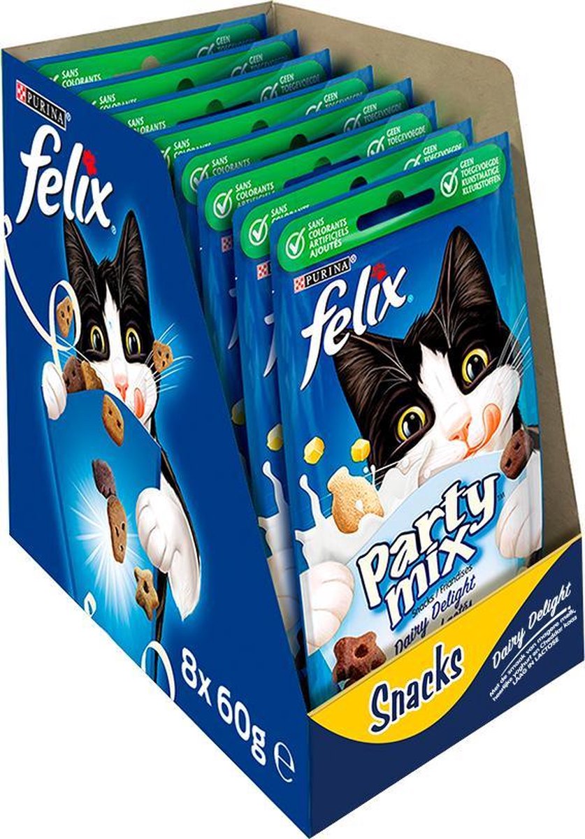 FELIX Party Mix Snacks Kattensnack Dairy Delight 8 x 60 g