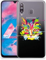 Geschikt voor Samsung Galaxy M30 Telefoonhoesje met Naam Cat Color