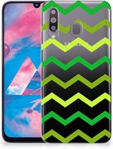 Geschikt voor Samsung Galaxy M30 TPU bumper Zigzag Groen