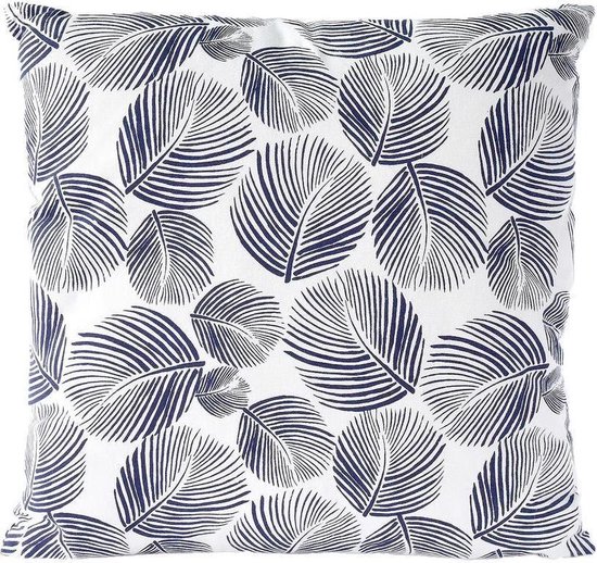 Sierkussen decoratie kussen Leaves 45 x 45 cm blauw wit