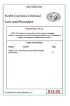 North Carolina Criminal Law and Procedure-Pamphlet 61