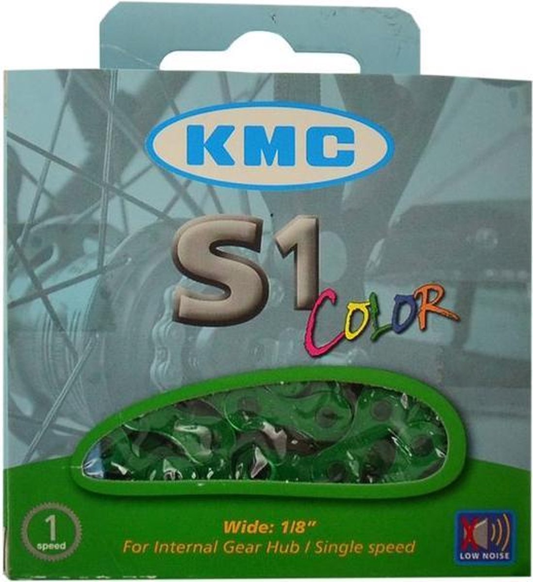 Ketting kmc 12x18 s1 112l groen singlespeed - GROEN