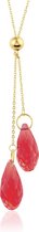Montebello Ketting Bodyl Red K - Dames - 316L Staal Goud PVD - Druppel - 12 x 43 mm - 43 cm