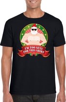 Foute Kerst t-shirt zwart Im too sexy for this shirt heren - Kerst shirts L