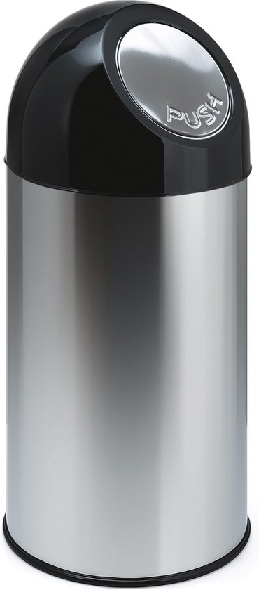 V-Part Pushbin Prullenbak - 40 l - RVS /Zwart