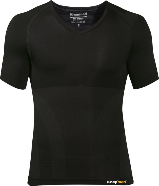 Knapman Compression shirt col V noir - taille XXL