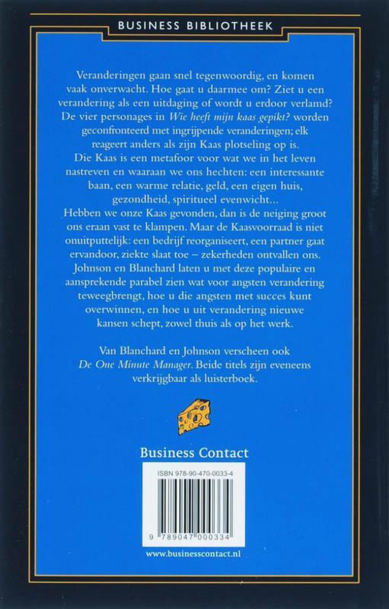 Business bibliotheek - Wie heeft mijn kaas gepikt? - back cover