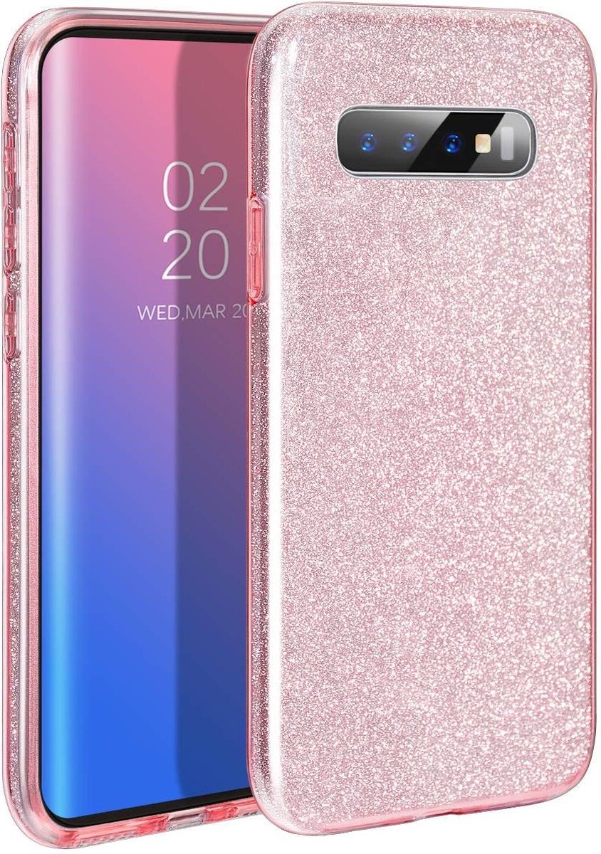 Samsung Galaxy S10E - Glitter Backcover Hoesje - Roze