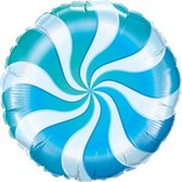 Folieballon candy swirl blauw (excl. helium)