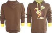 "Nintendo Sweater met Capuchon Bruin/Geel ""Donkey Kong"" met transfer print Maat XS"