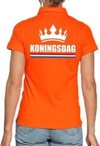 Koningsdag poloshirt / polo t-shirt met kroon oranje voor dames - Koningsdag kleding/ shirts L