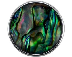 Quiges - Dames Click Button Drukknoop 18mm Parelmoer Schelp Mix Groen & Blauw - EBCM084