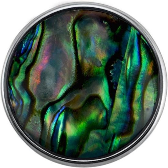 Quiges - Dames Click Button Drukknoop 18mm Parelmoer Schelp Mix Groen & Blauw - EBCM084