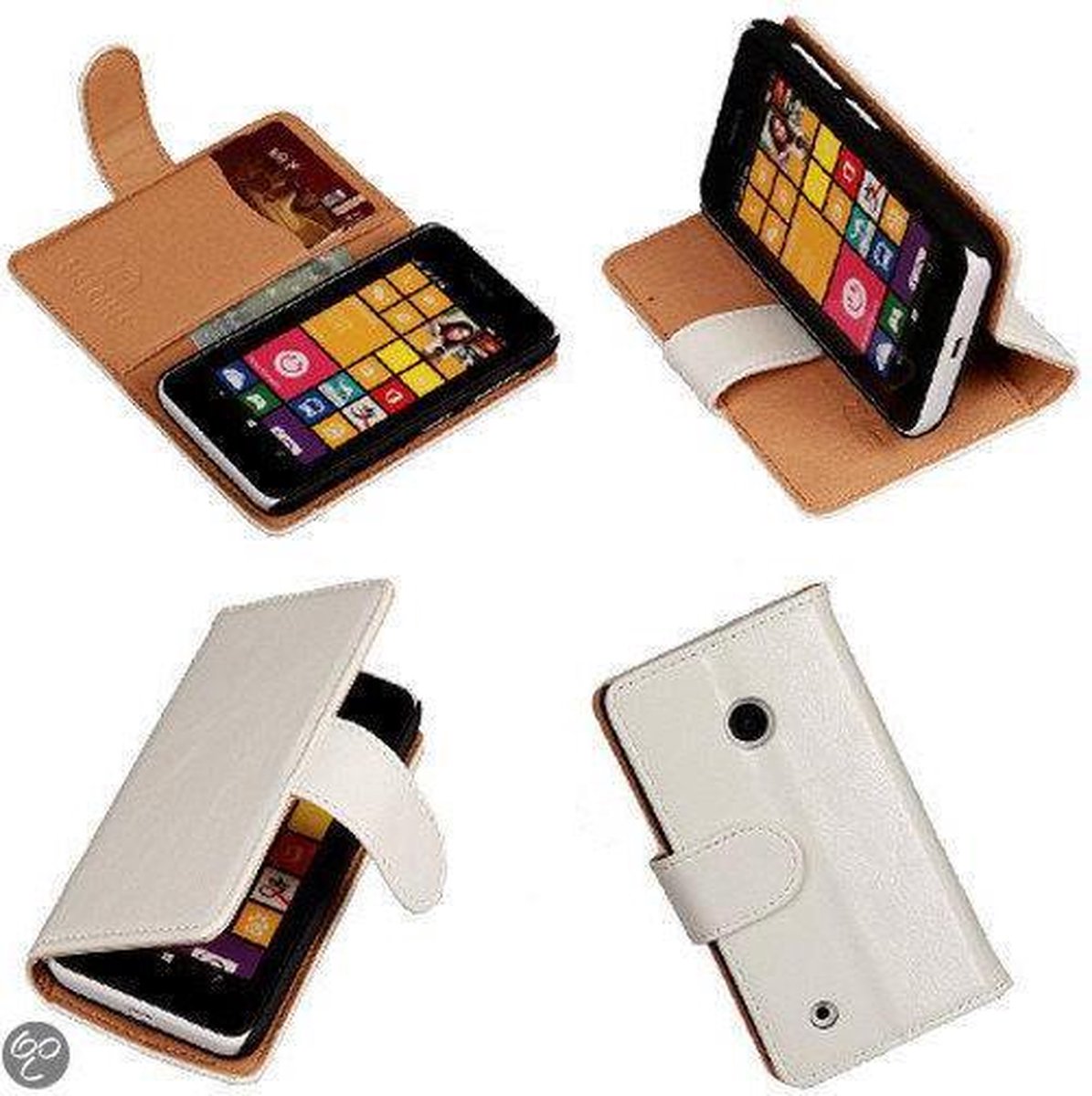 PU Leder Wit Nokia Lumia 530 Book/Wallet Case/Cover