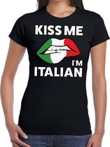 Kiss me i am Italian t-shirt zwart dames M