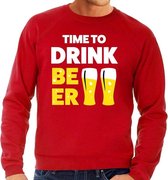 Time to Drink Beer tekst sweater rood heren - heren trui Time to Drink Beer L