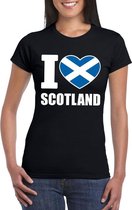 Zwart I love Schotland fan shirt dames XS