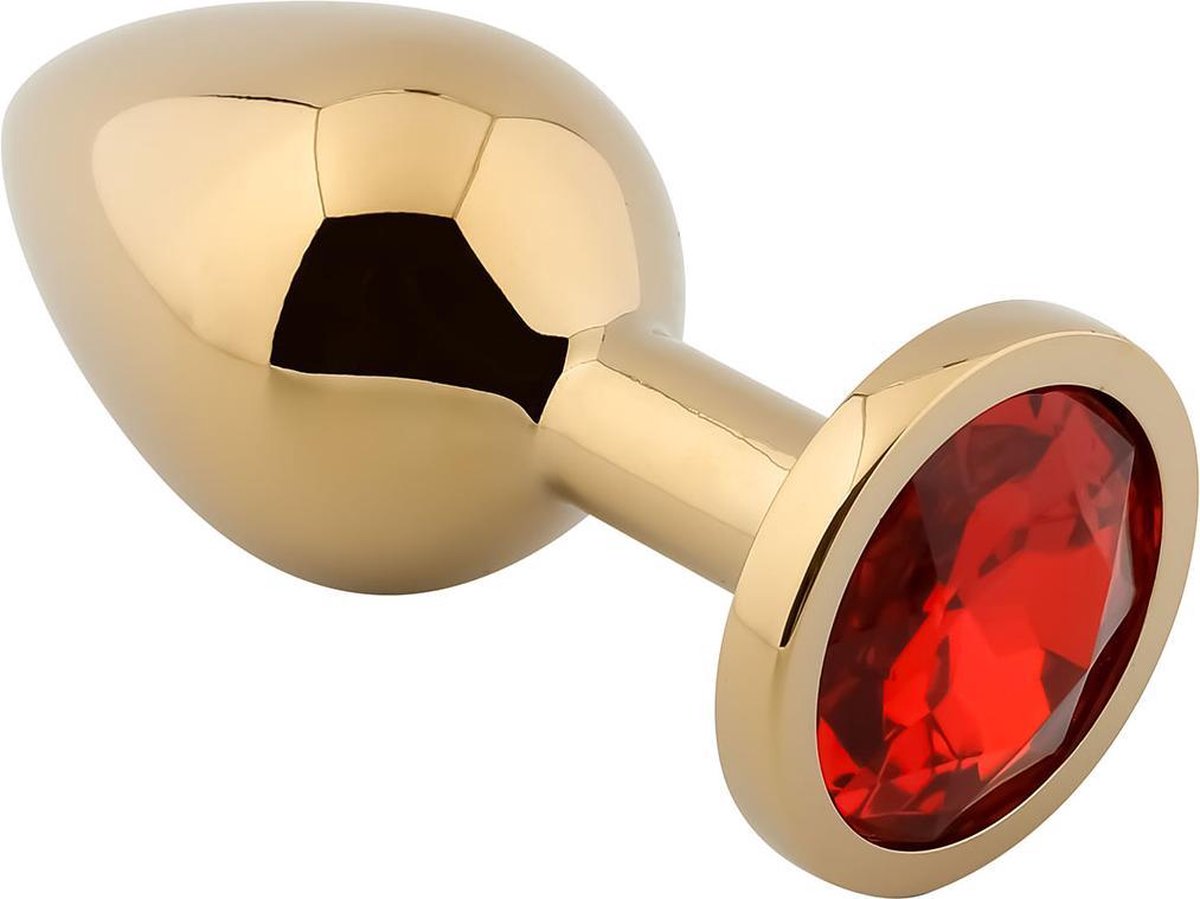Goedkoopste Banoch - Buttplug Aurora red gold Small - gouden Metalen buttplug - Diamant steen - Rood