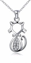 Kat poes hanger met bijpassende ketting