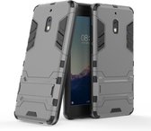 Armor Kickstand Back Cover - Geschikt voor Nokia 2.1 Hoesje - Grijs