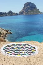 Mycha Ibiza – roundie – rond strandlaken – embleem – 100% katoen – franje