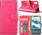 Boekmodel Hoesje Motorola One - Donkerroze