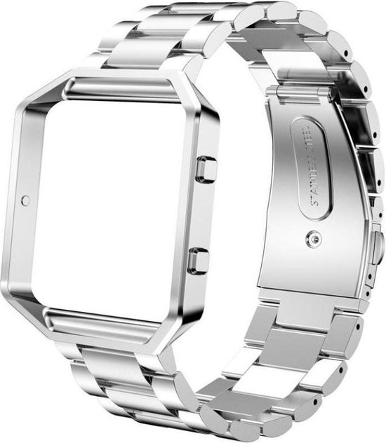 Metalen armband voor Fitbit Blaze met frame zilver
