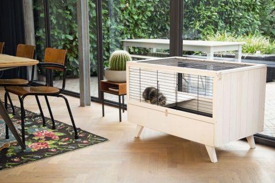 Minimalistisch Konijnenhok Binnen - IJzeren Konijnenkooi Wit - 6 Maten