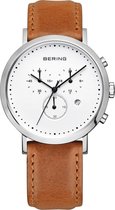 BERING 10540-504 - Horloge - Leer - Zilverkleurig - Ø 40 mm