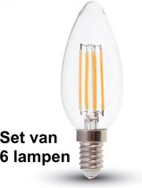 4W E14 Kaars - Extra warm wit - (2700K) - Dimbaar -Set van 6 stuks