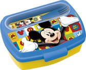 Stor Broodtrommel Met Bestek Mickey Mouse Geel/blauw 800 Ml
