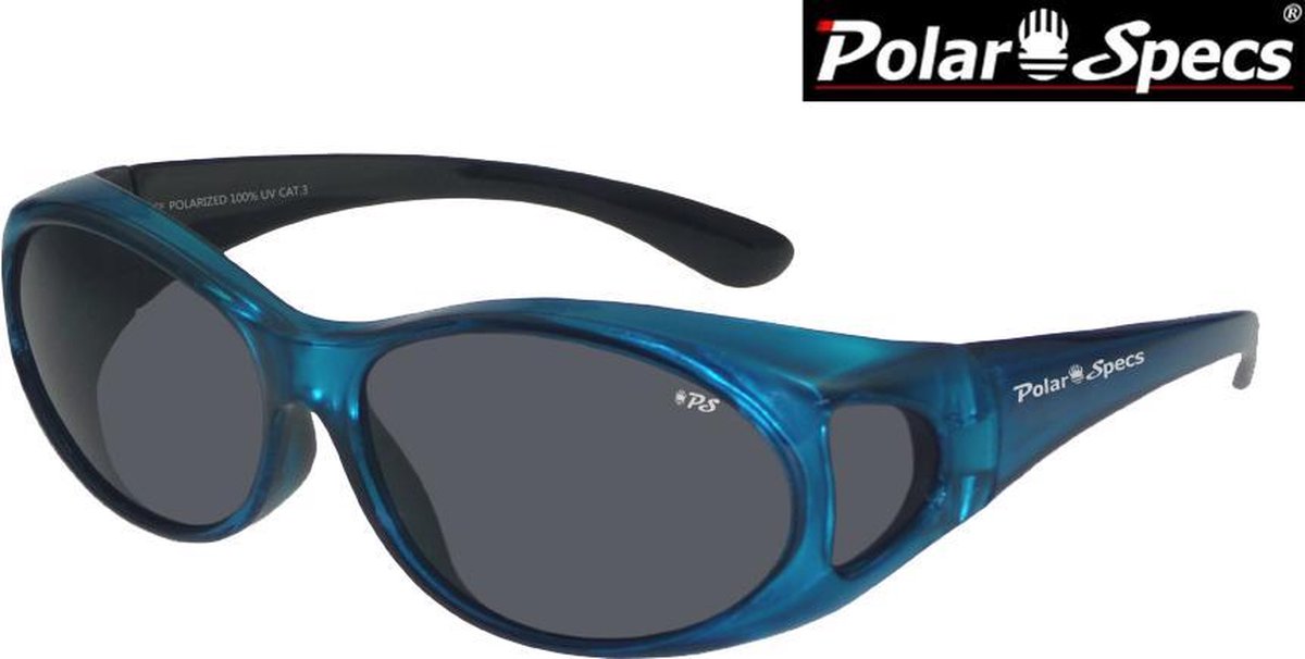 Polar Specs® Overzet Zonnebril PS5076 – Metallic Azure Blue – Polarized Black – Medium – Women