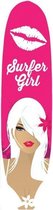 Surfboard muurplaat roze surfer girl