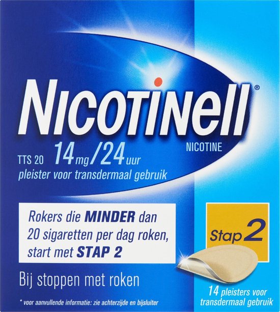 Nicotinell Pleisters TTS 20 - 14 mg - stoppen met roken - 14 stuks