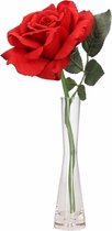 Luxe rode roos in vaasje 31 cm