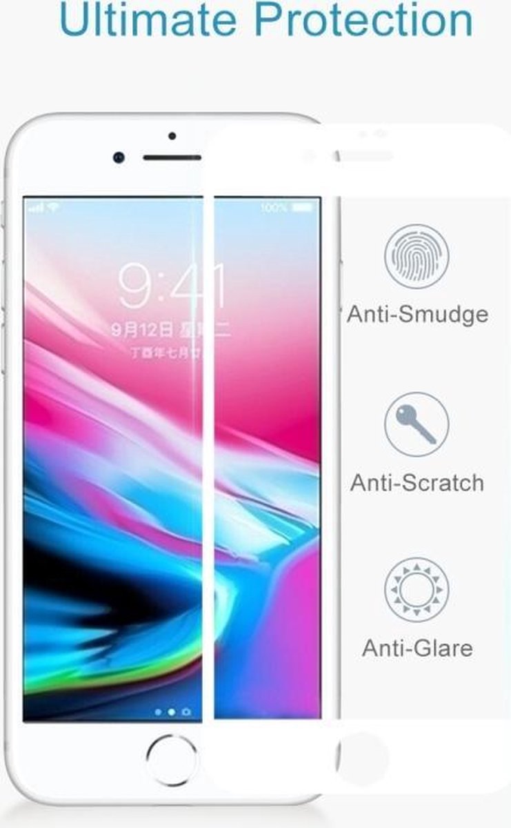 Voor iPhone 8 0,26 mm 9 H oppervlaktehardheid 2.5D explosieveilige volledige scherm zeefdruk getemperd glas scherm Film (wit)