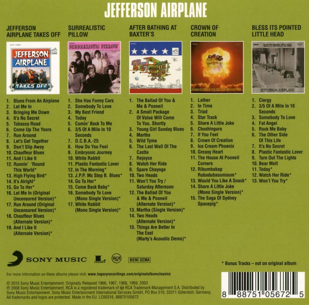 Original Album Classics, Jefferson Airplane CD (album) Muziek