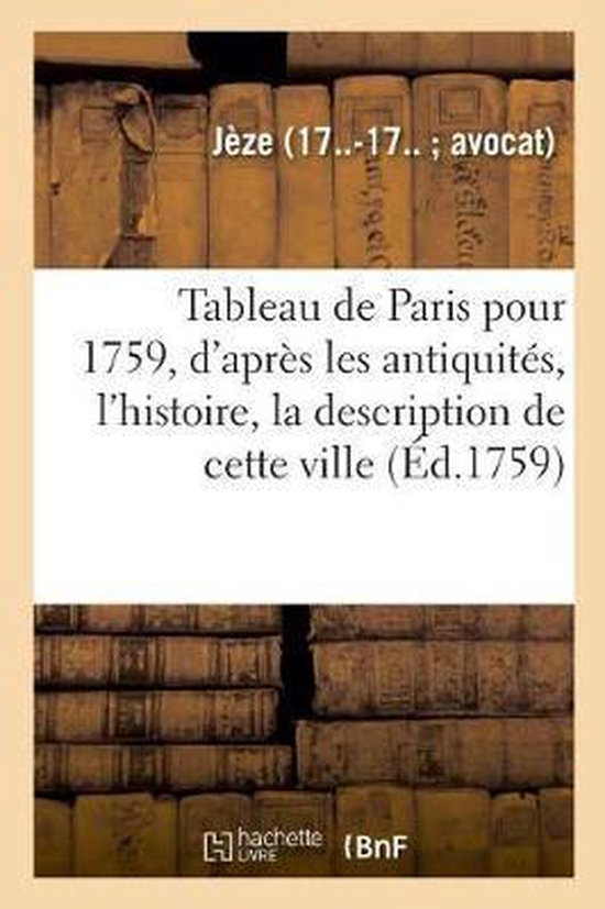Tableau de Paris Pour l'Ann e 1759