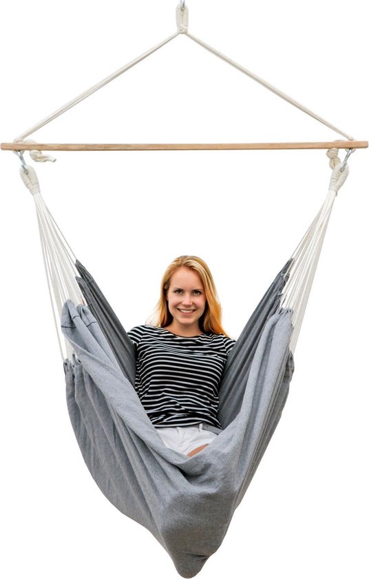 AMANKA Hangstoel Met 2 Omkeerbare Kussens - Grijs En Blauw   Buiten Ophangstoel Voor Tuin En Balkon 815970302