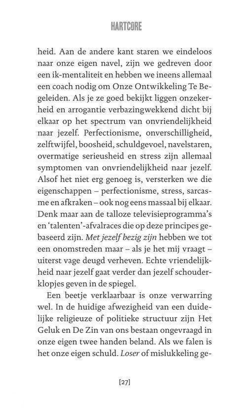 Tekstpagina met kop 'HARTCORE'.