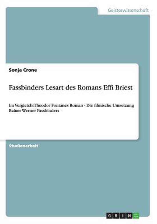 Fassbinders Lesart Des Romans Effi Briest - cover