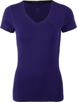 Nike Pro V-hals Sportshirt - Maat M - Vrouwen - paars/zwart | bol.com